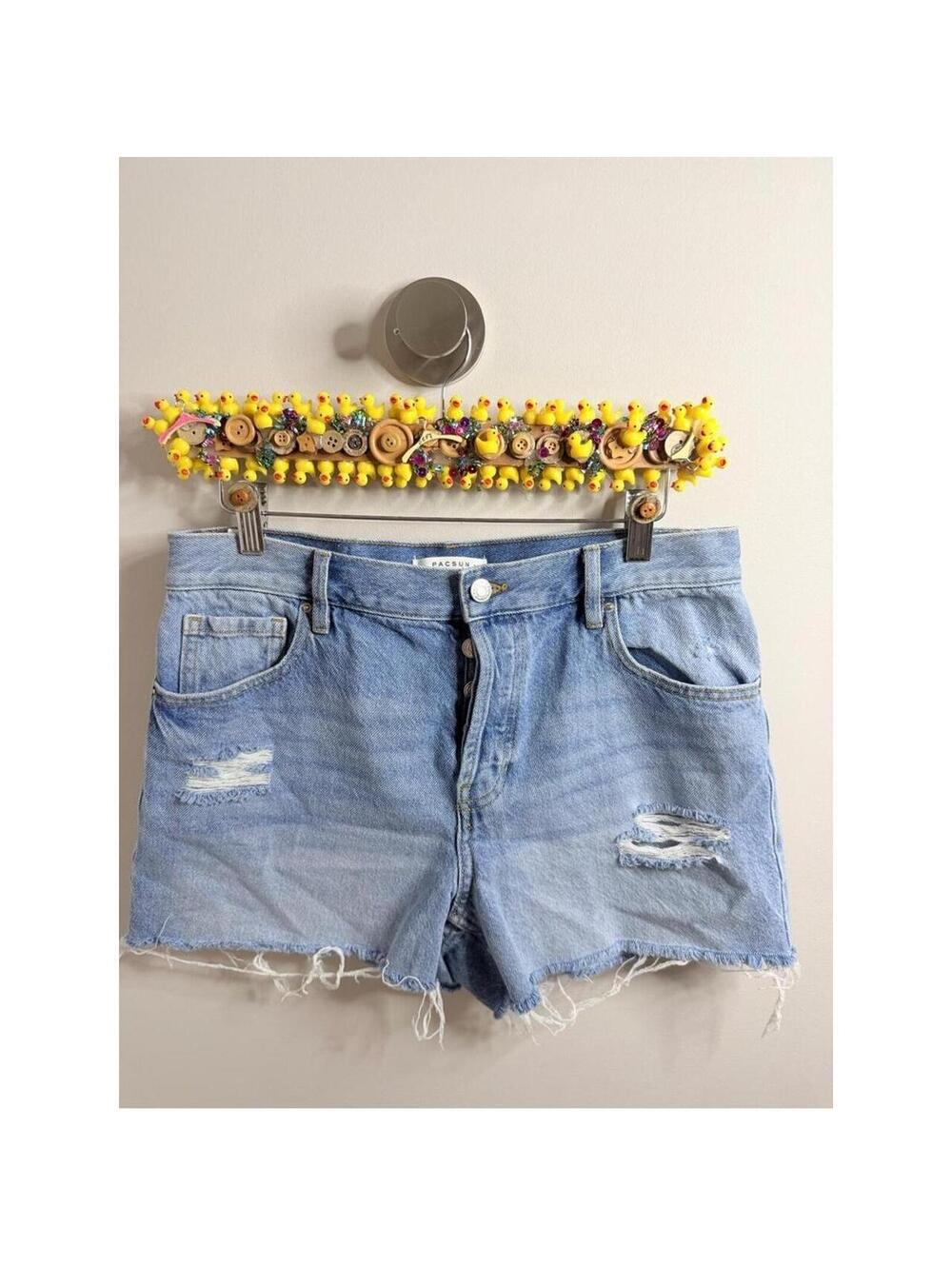 PacSun Faded Light Blue Distressed Denim Cutoff Shorts